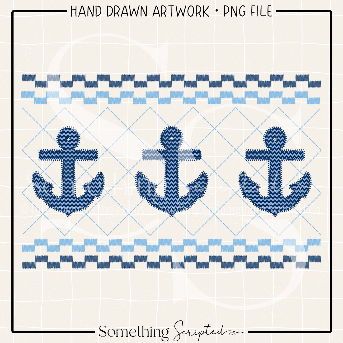 Anchor Faux Smock Blue PNG