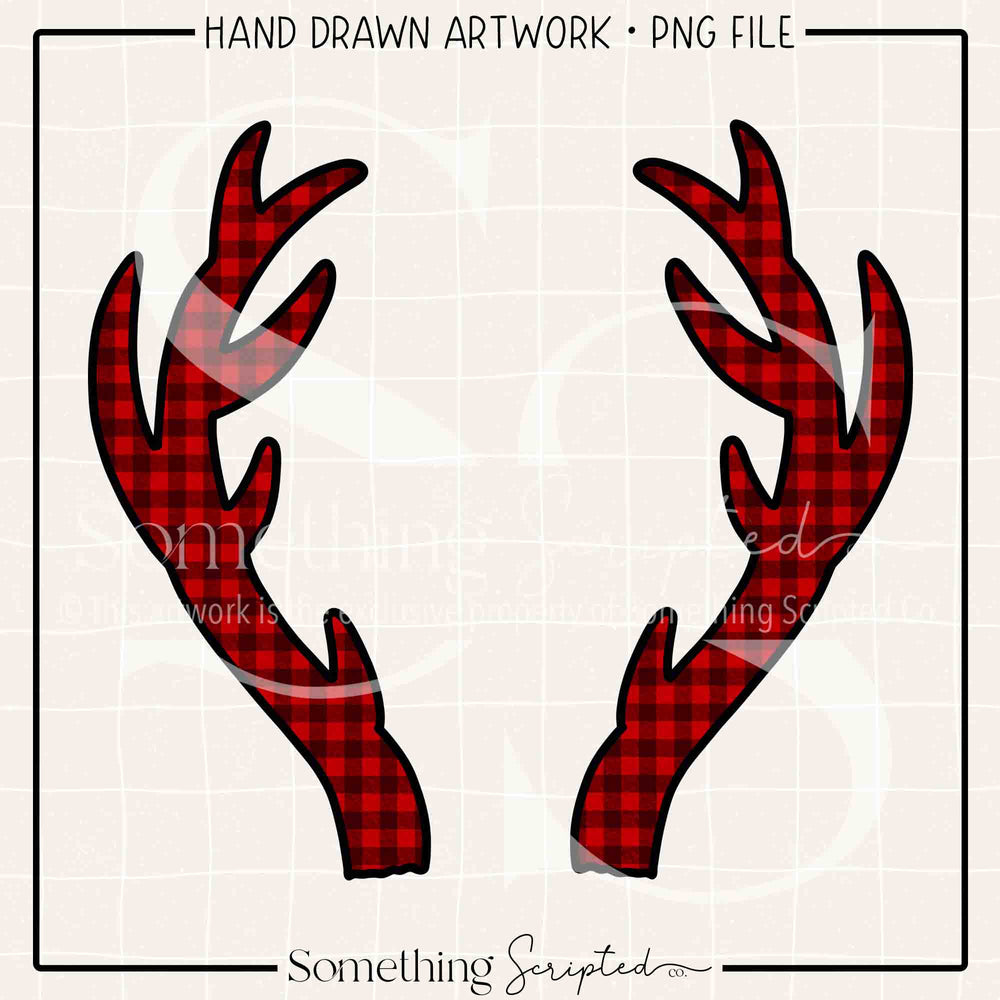 Antlers Red Black Check PNG