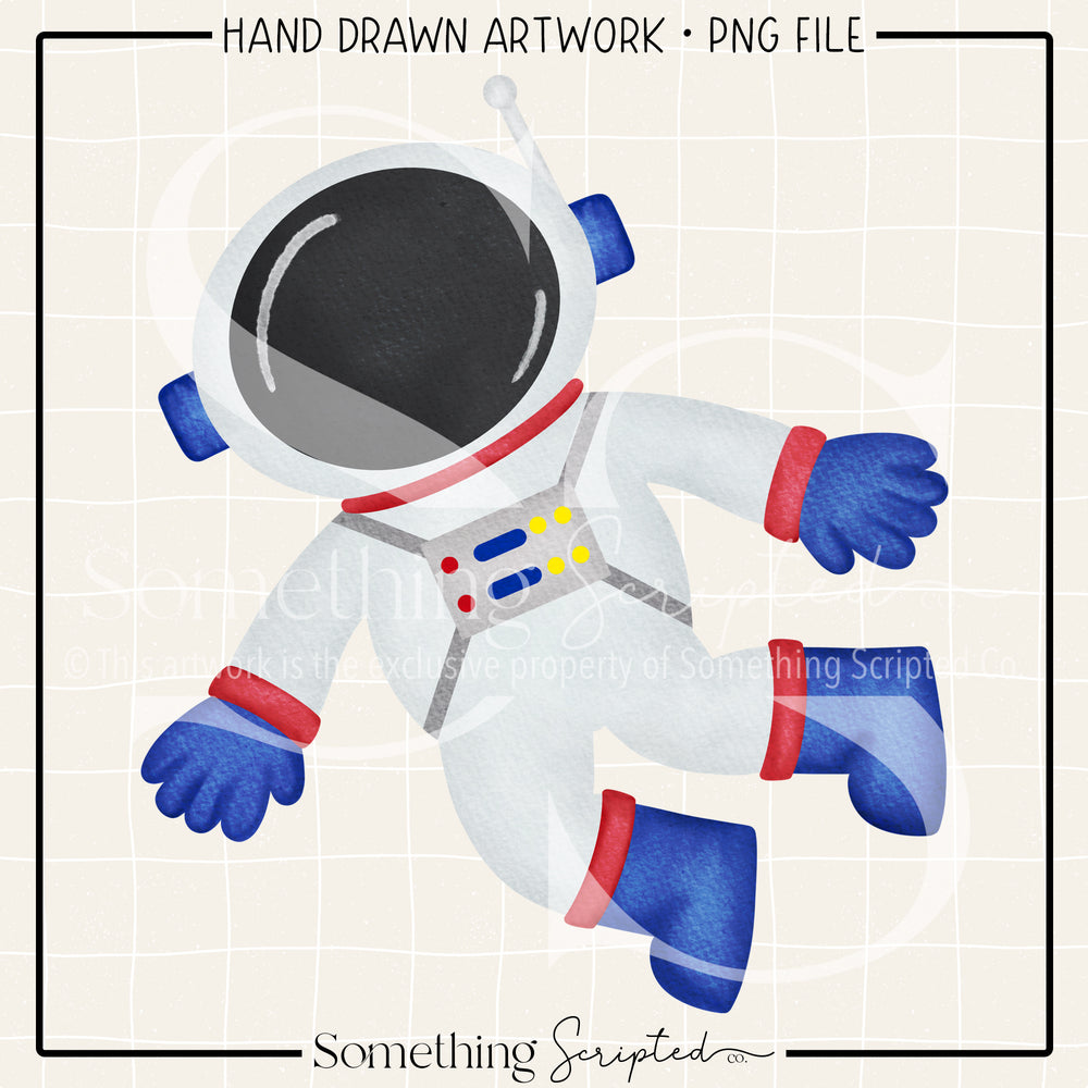 Astronaut Blue Red PNG