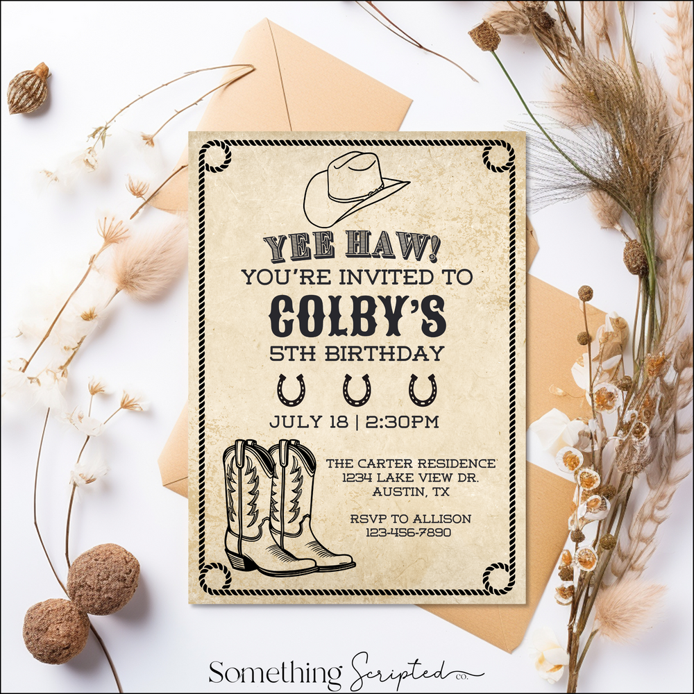 YeeHaw Birthday Invitation Template