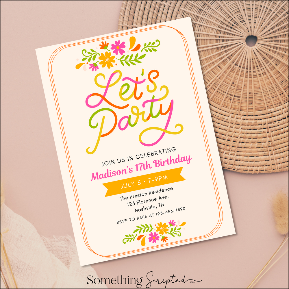 Bright Floral Invitation Template