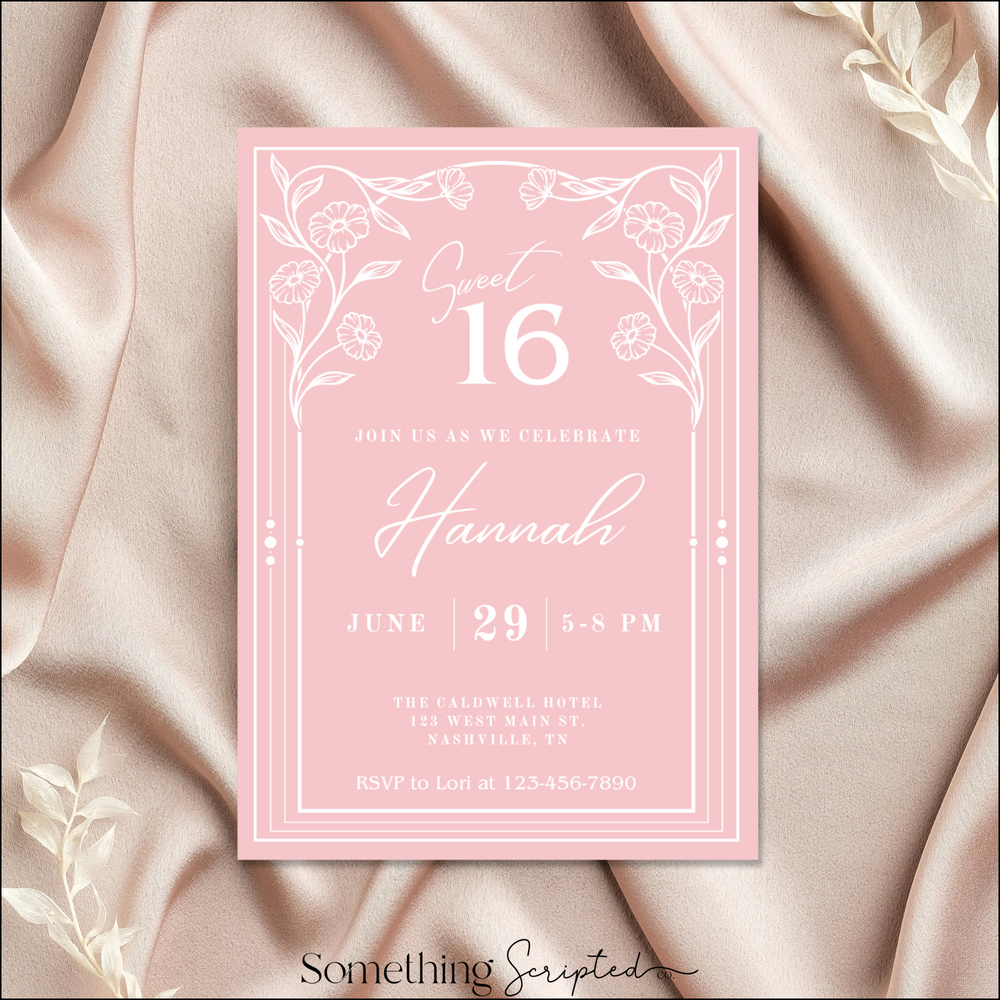 Pink Floral Invitation Template