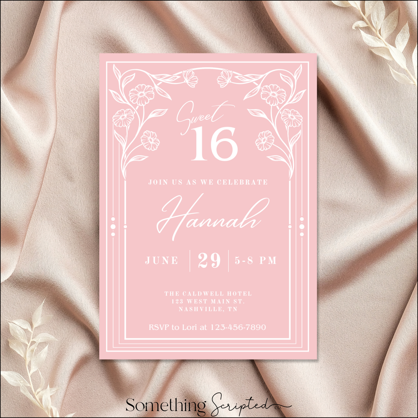 Pink Floral Invitation Template