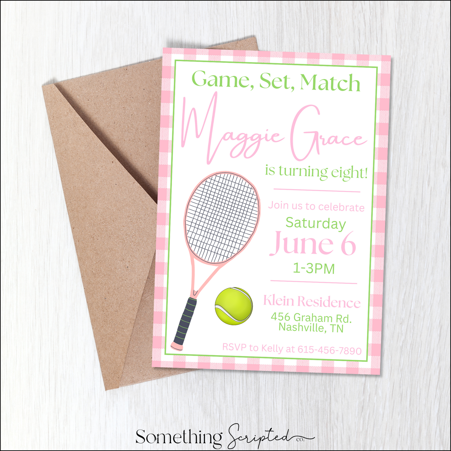 Pink Tennis Invitation Template