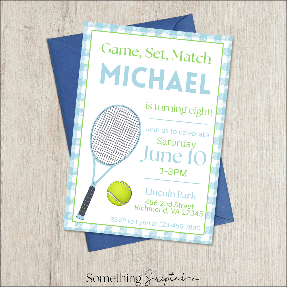 Blue Tennis Invitation Template