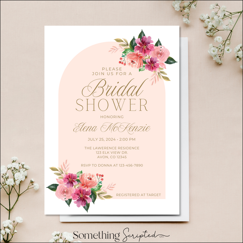 Blush Floral Bridal Shower Invitation Template