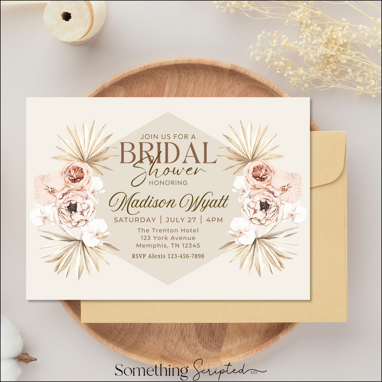 Boho Floral Bridal Shower Invitation Template