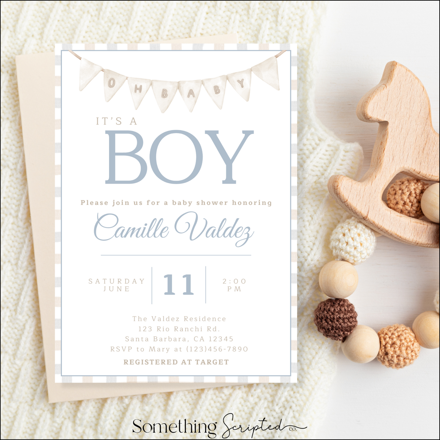 Oh Baby Boy Invitation Template