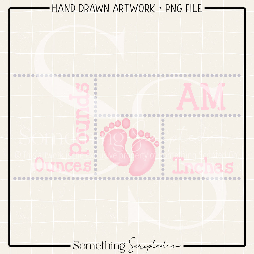 
                      
                        Baby Feet Birth Announcement Pink PNG
                      
                    