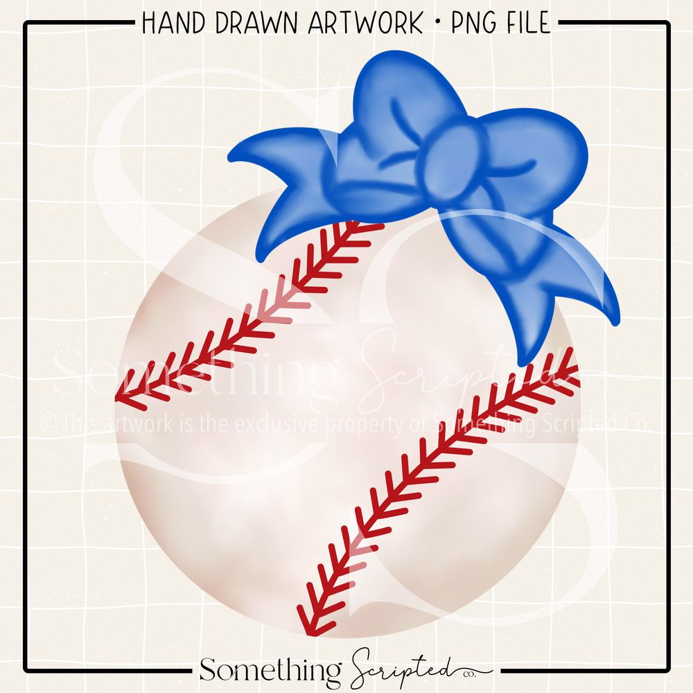 Baseball Blue Bow PNG