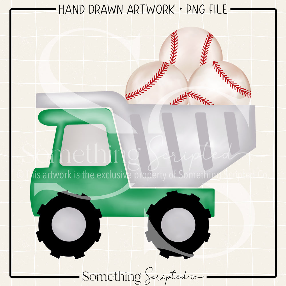 Baseball Dump Truck Green PNG