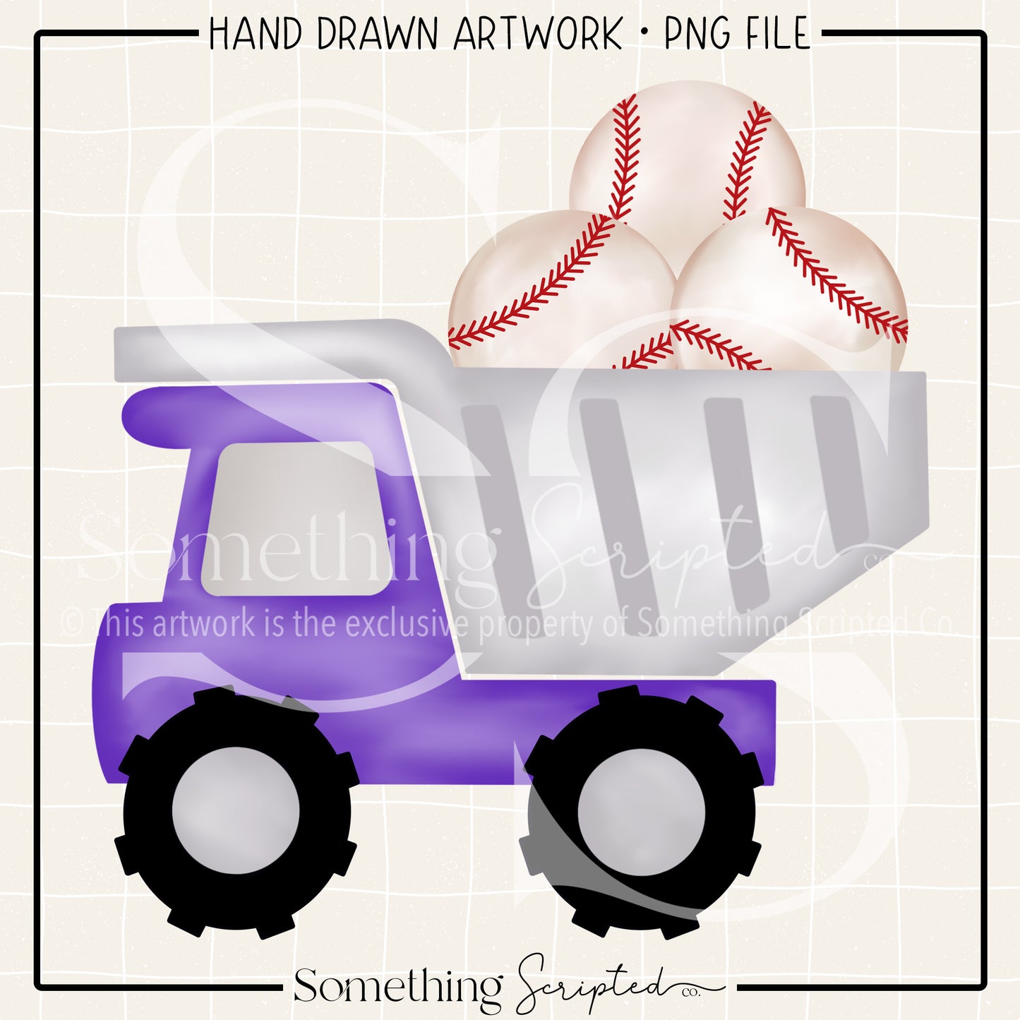 Baseball Dump Truck Purple PNG