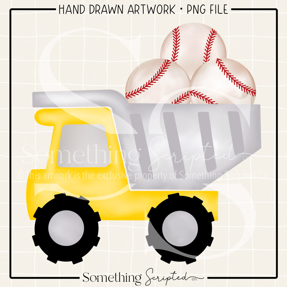 Baseball Dump Truck Yellow PNG