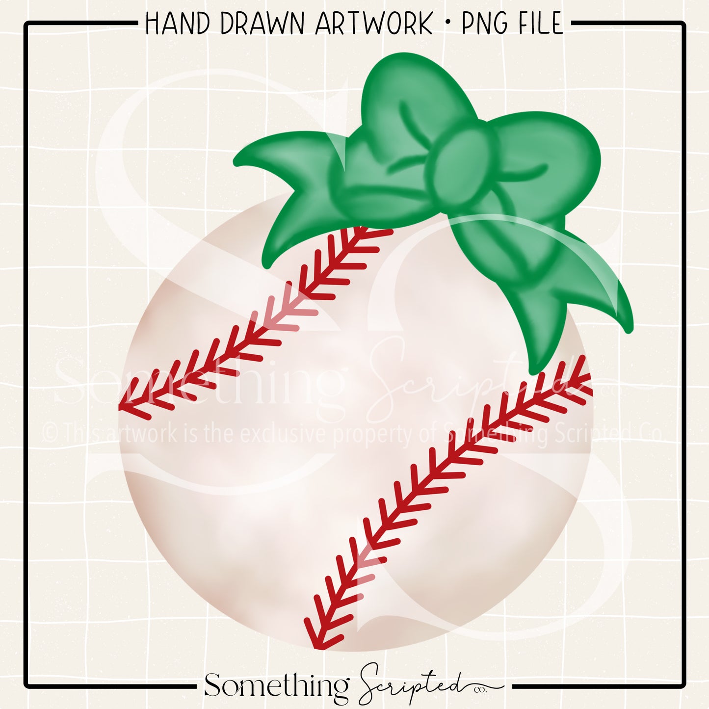 Baseball Green Bow PNG