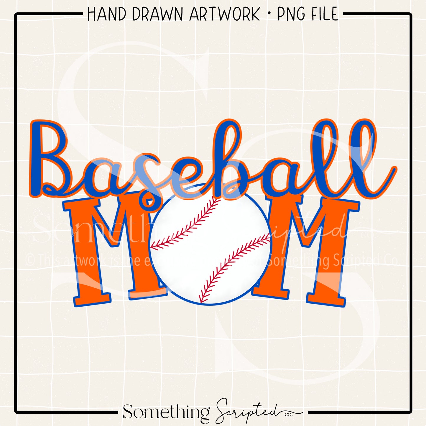 Baseball Mom Blue Orange PNG