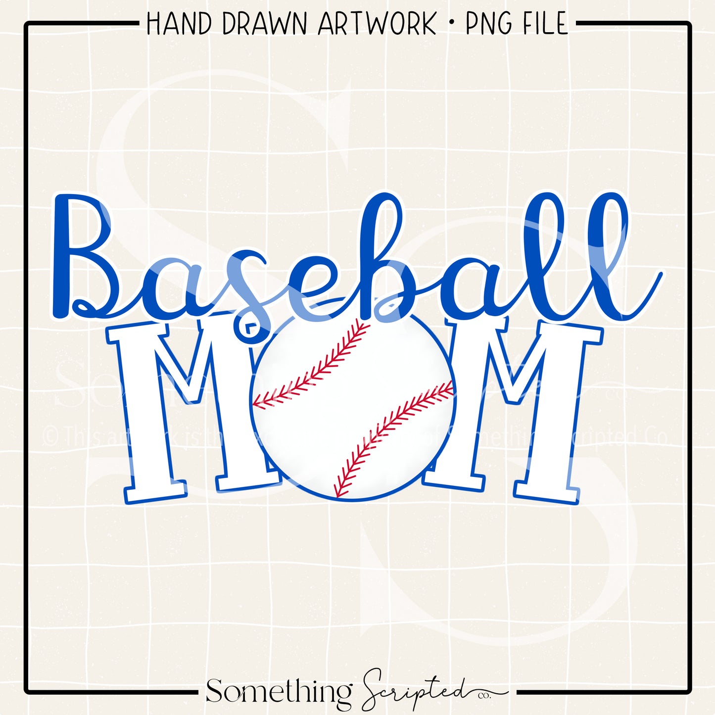 Baseball Mom Blue White PNG