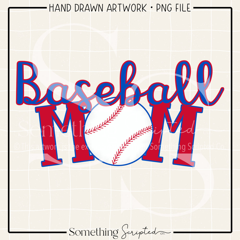 Baseball Mom Red Blue PNG