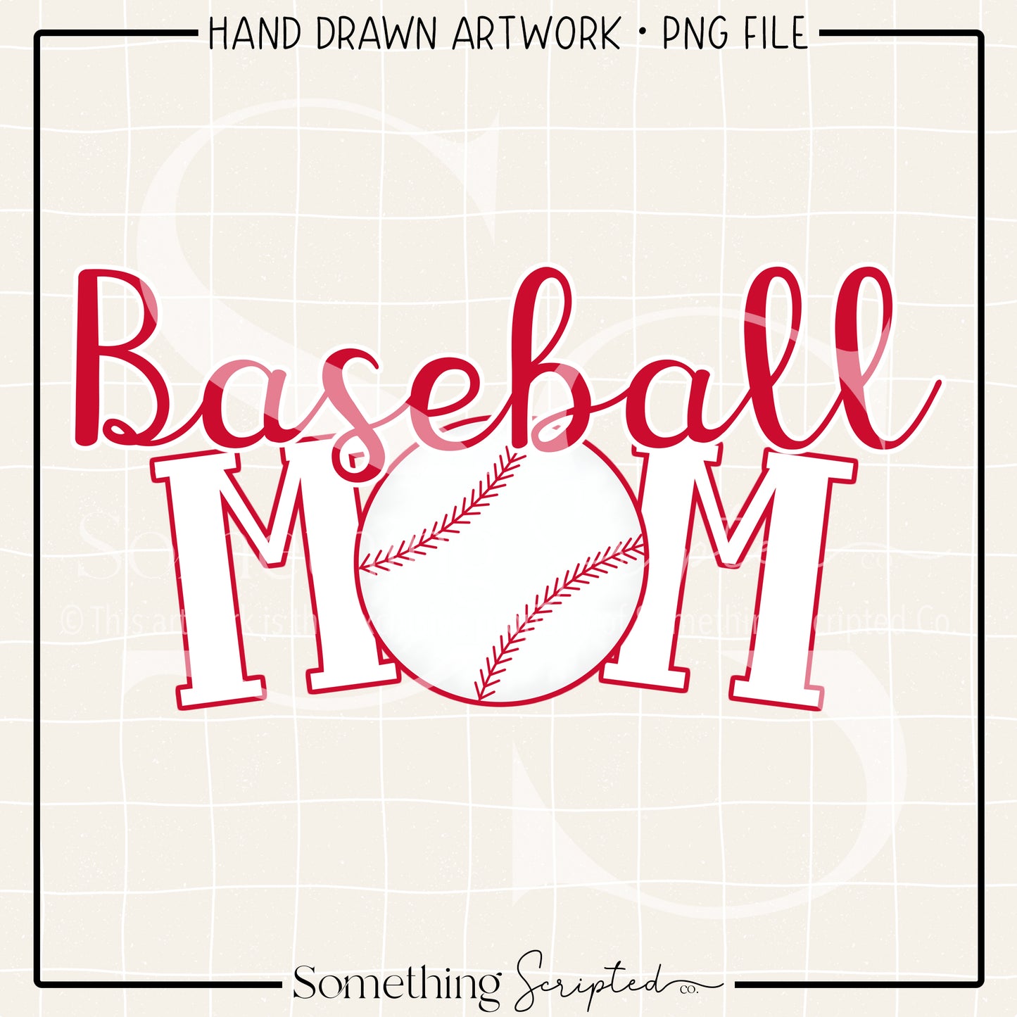 Baseball Mom Red White PNG