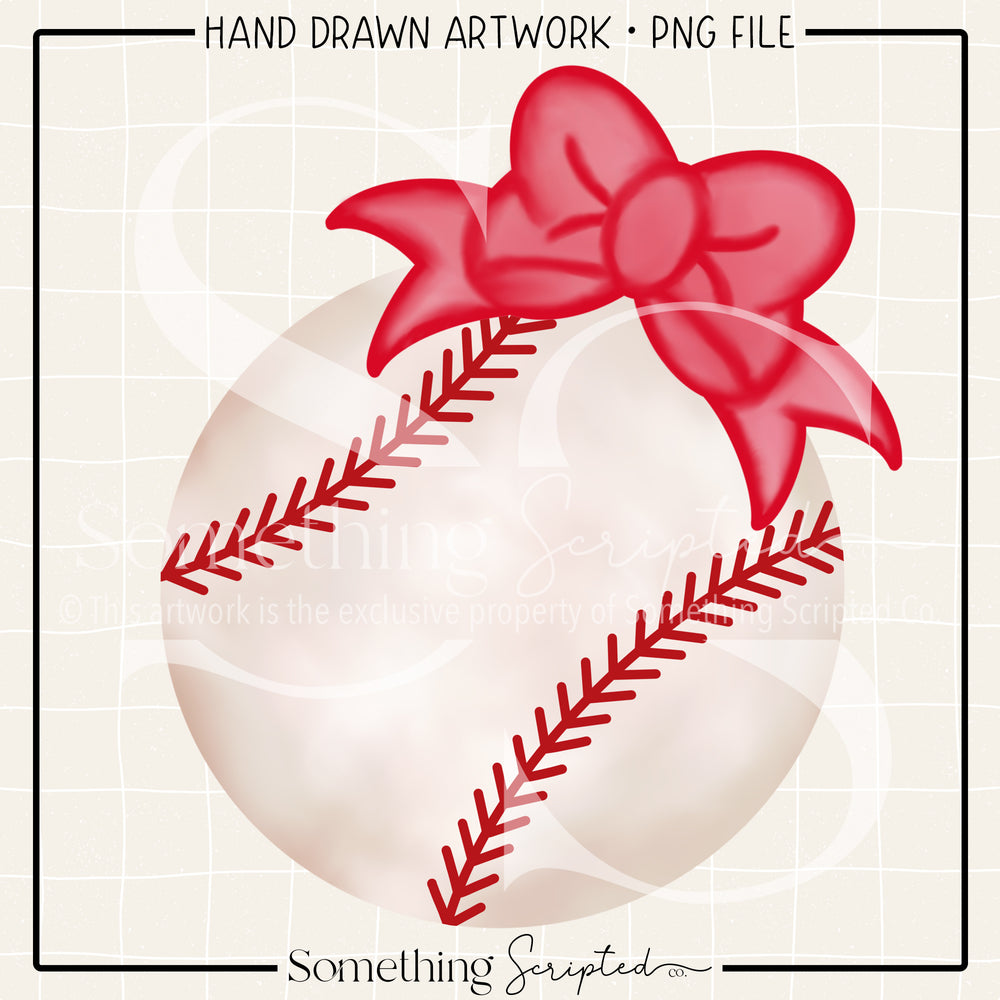 Baseball Red Bow PNG