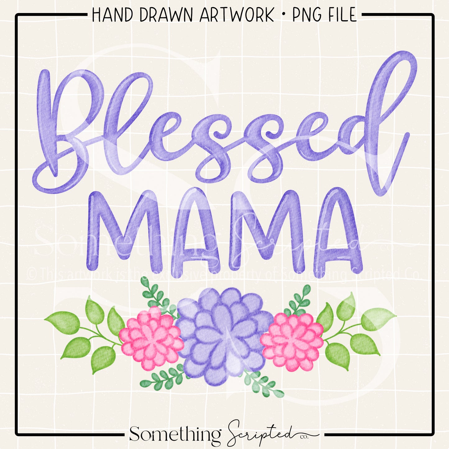 Blessed Mama Floral PNG