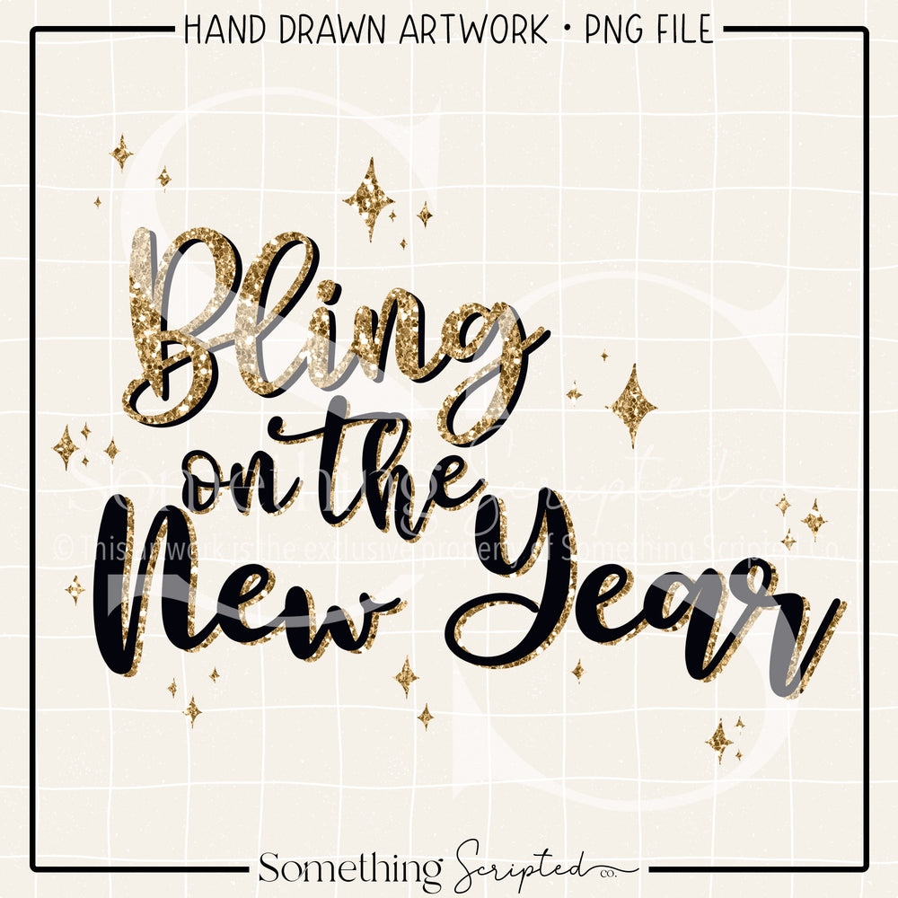 Bling On The New Year Gold PNG