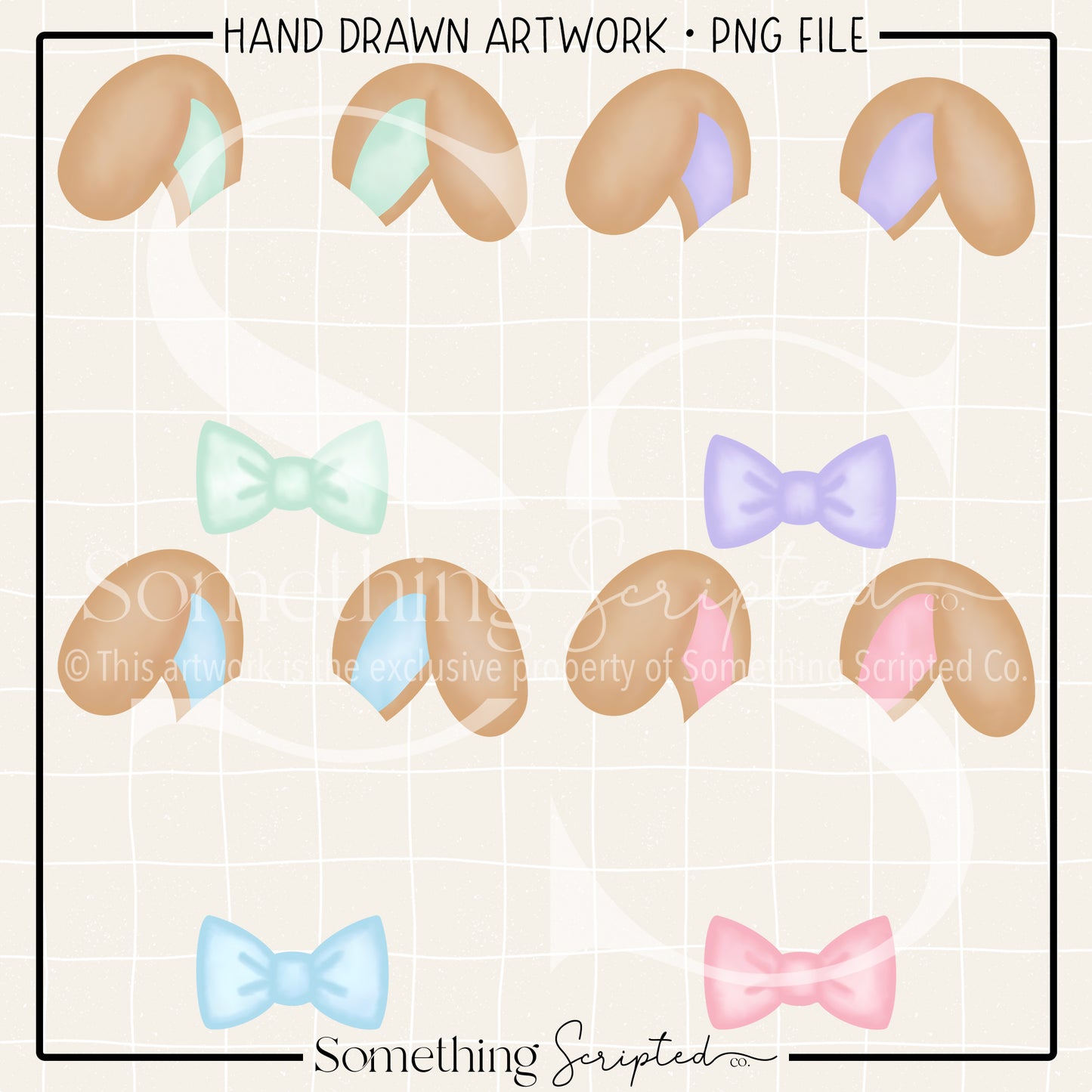 Tan Bowtie Bunny Ears PNG