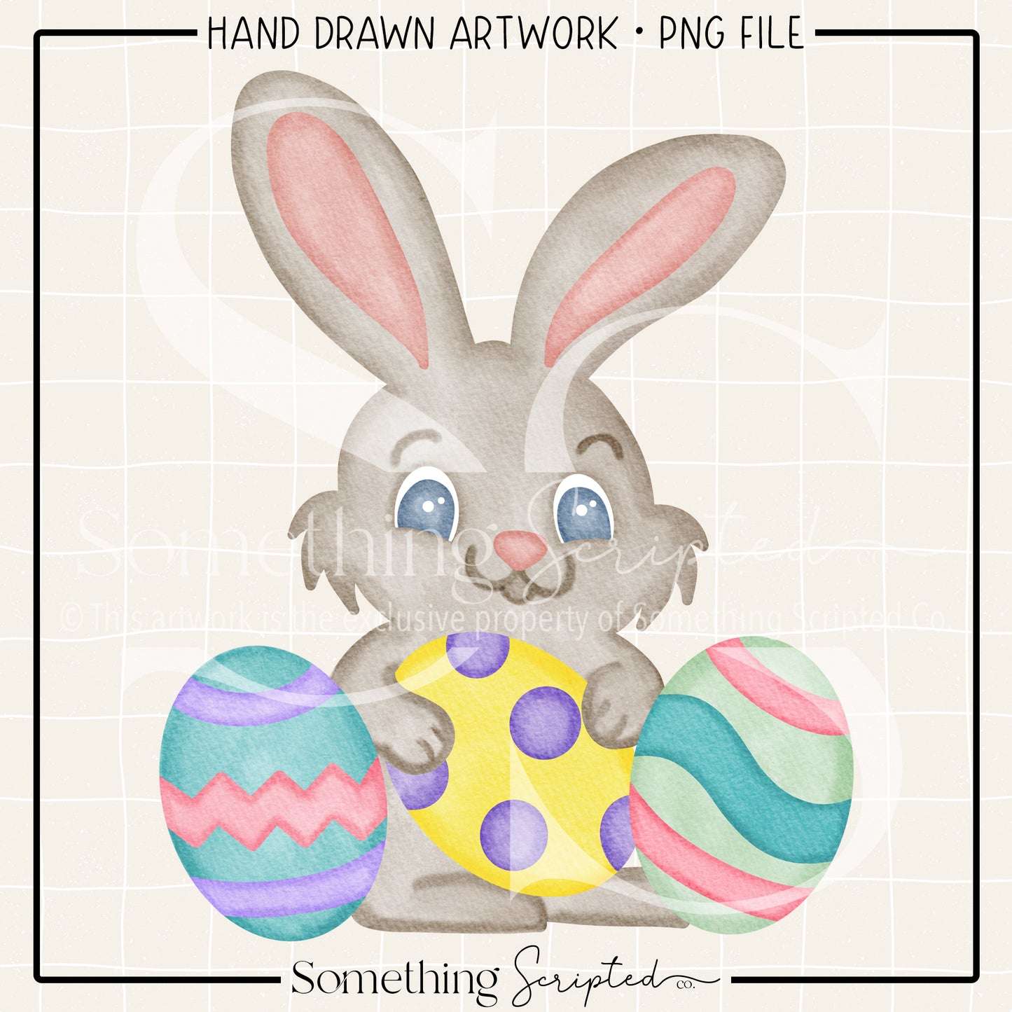 Brown Bunny Easter Eggs PNG