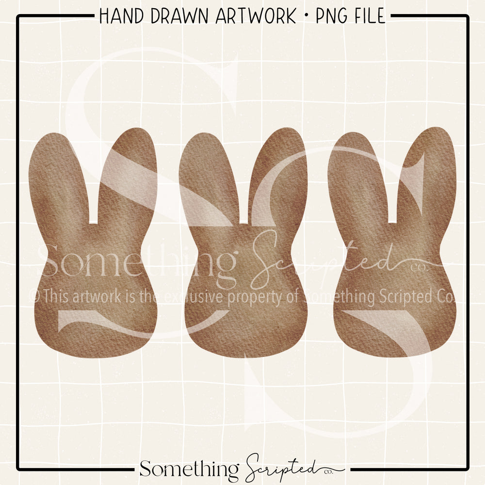 Brown Bunny Head Trio PNG