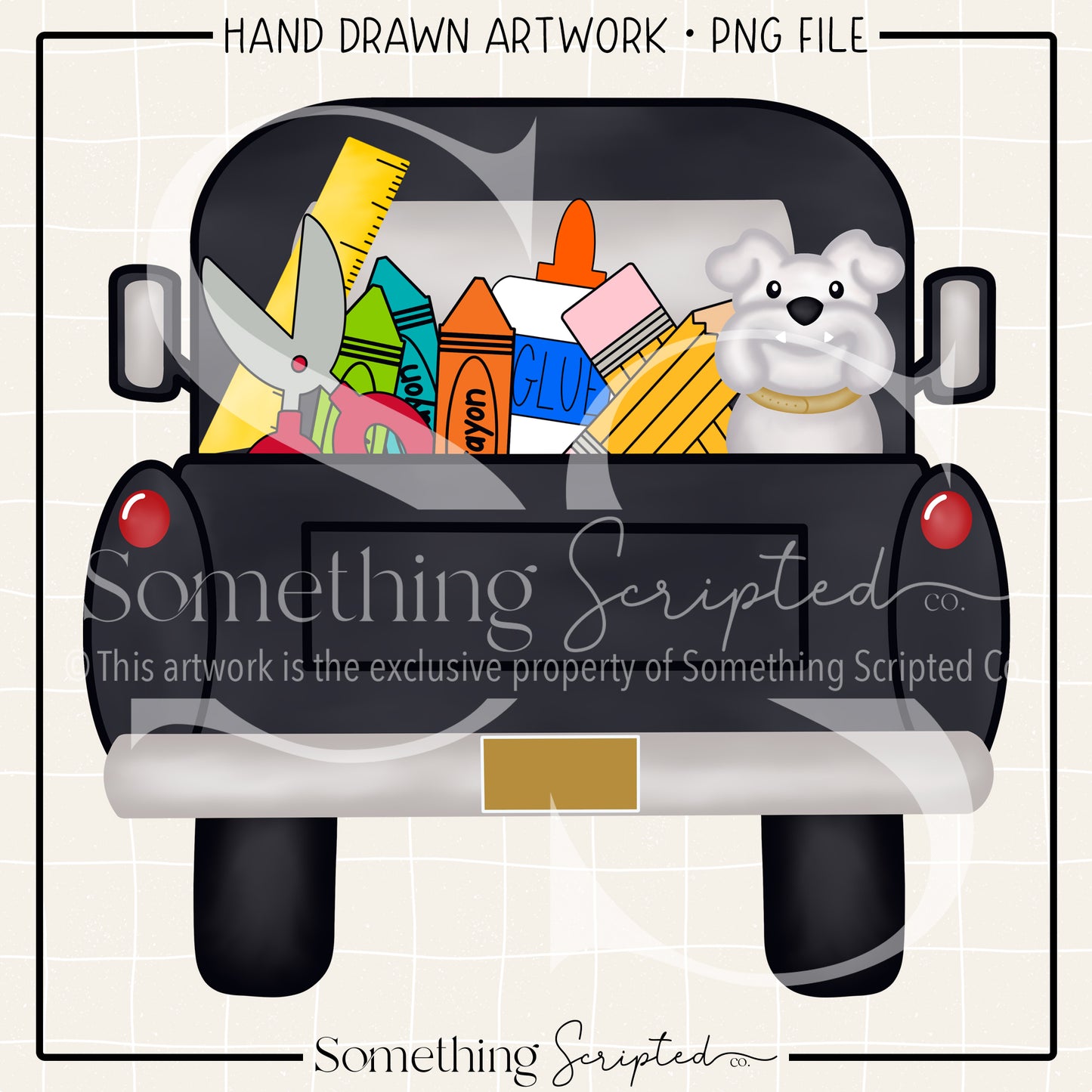 Bulldog School Pickup Truck Black PNG