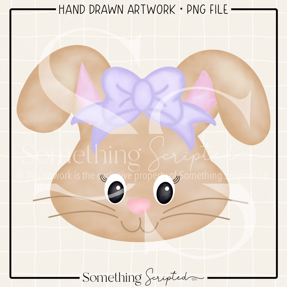 Bunny Face Lilac Bow PNG