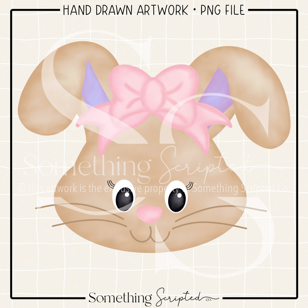 Bunny Face Pink Bow PNG