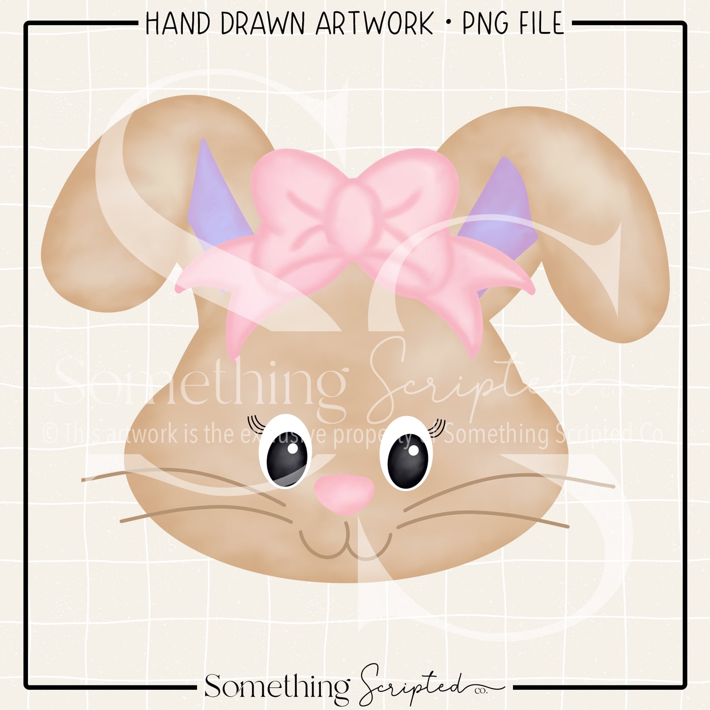 Bunny Face Pink Bow PNG