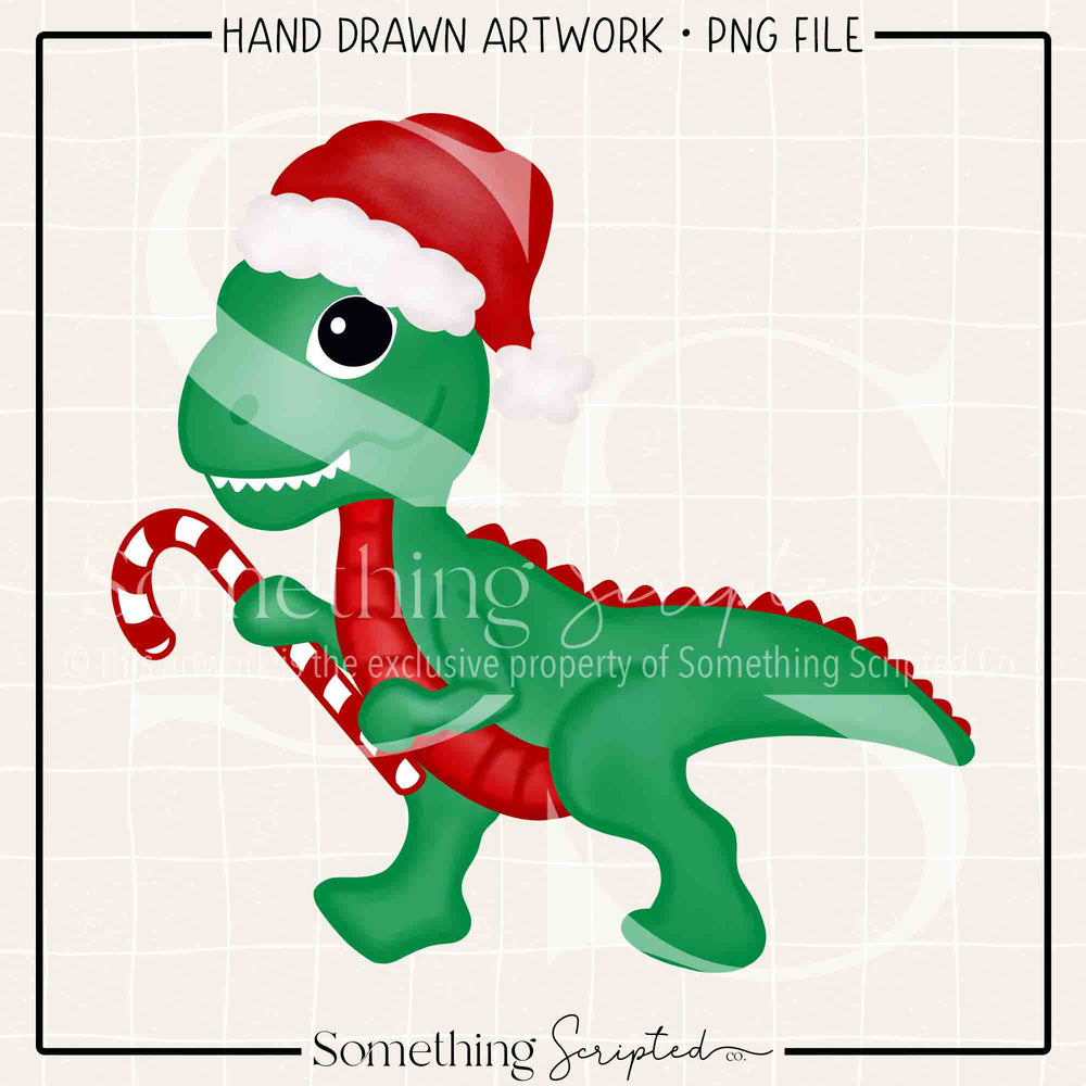 Candy Cane Dinosaur PNG