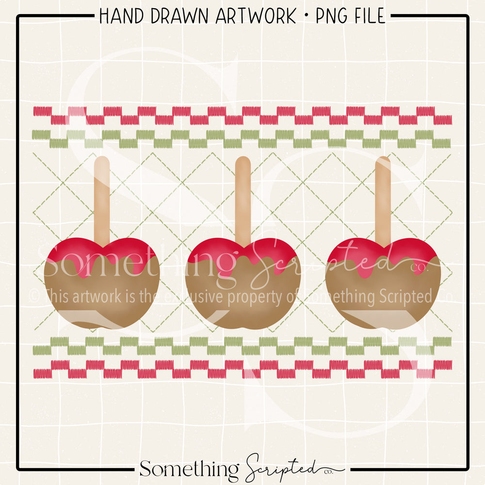 Caramel Apple Faux Smock PNG