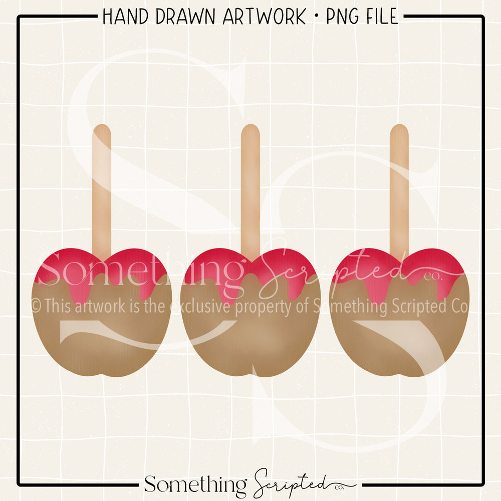 Red Caramel Apple Trio PNG