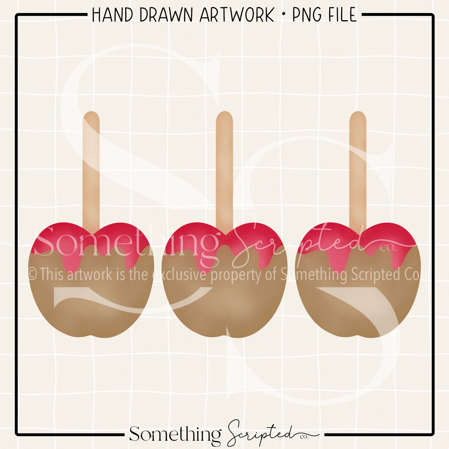 Red Caramel Apple Trio PNG