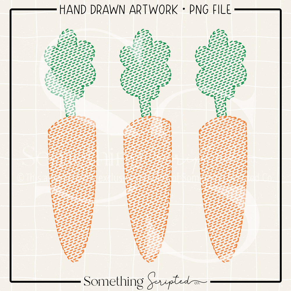 Carrot Trio Faux Stitch PNG