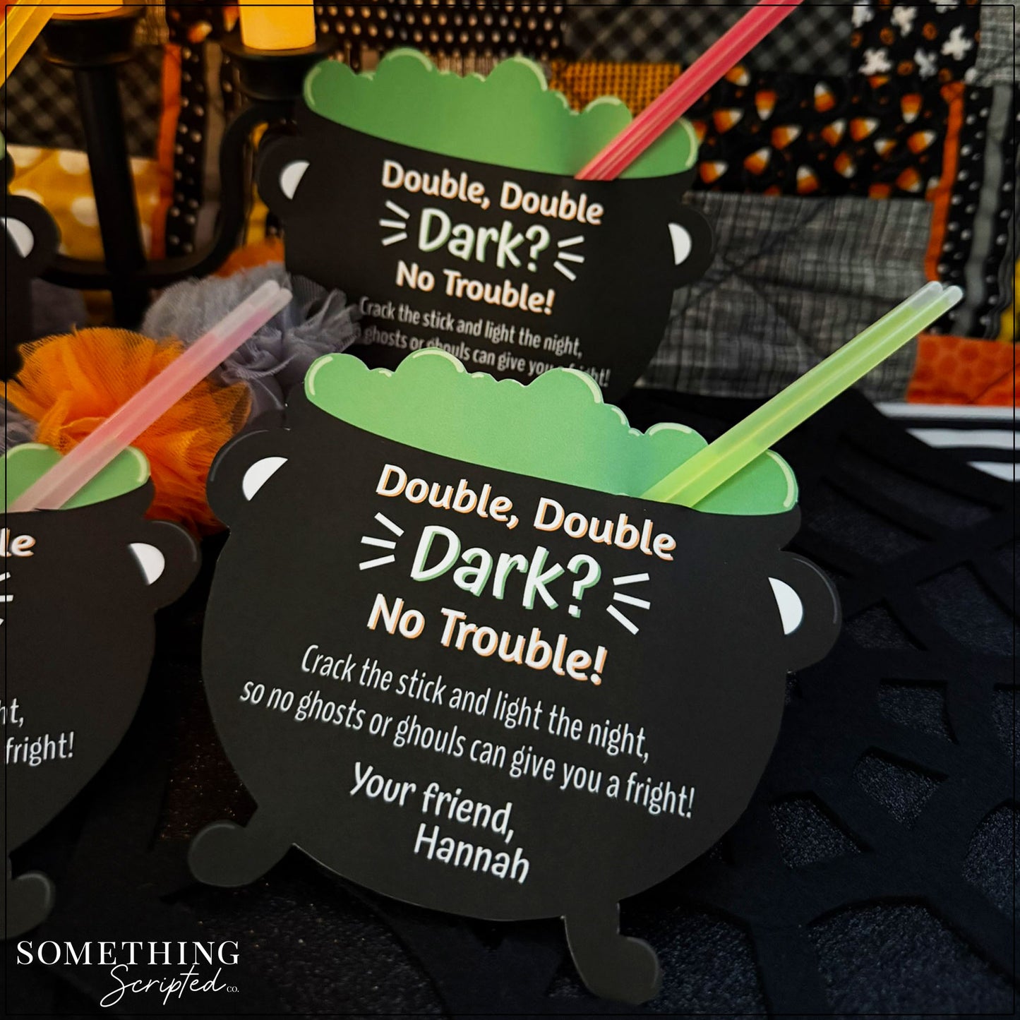 Cauldron paper glow stick holders