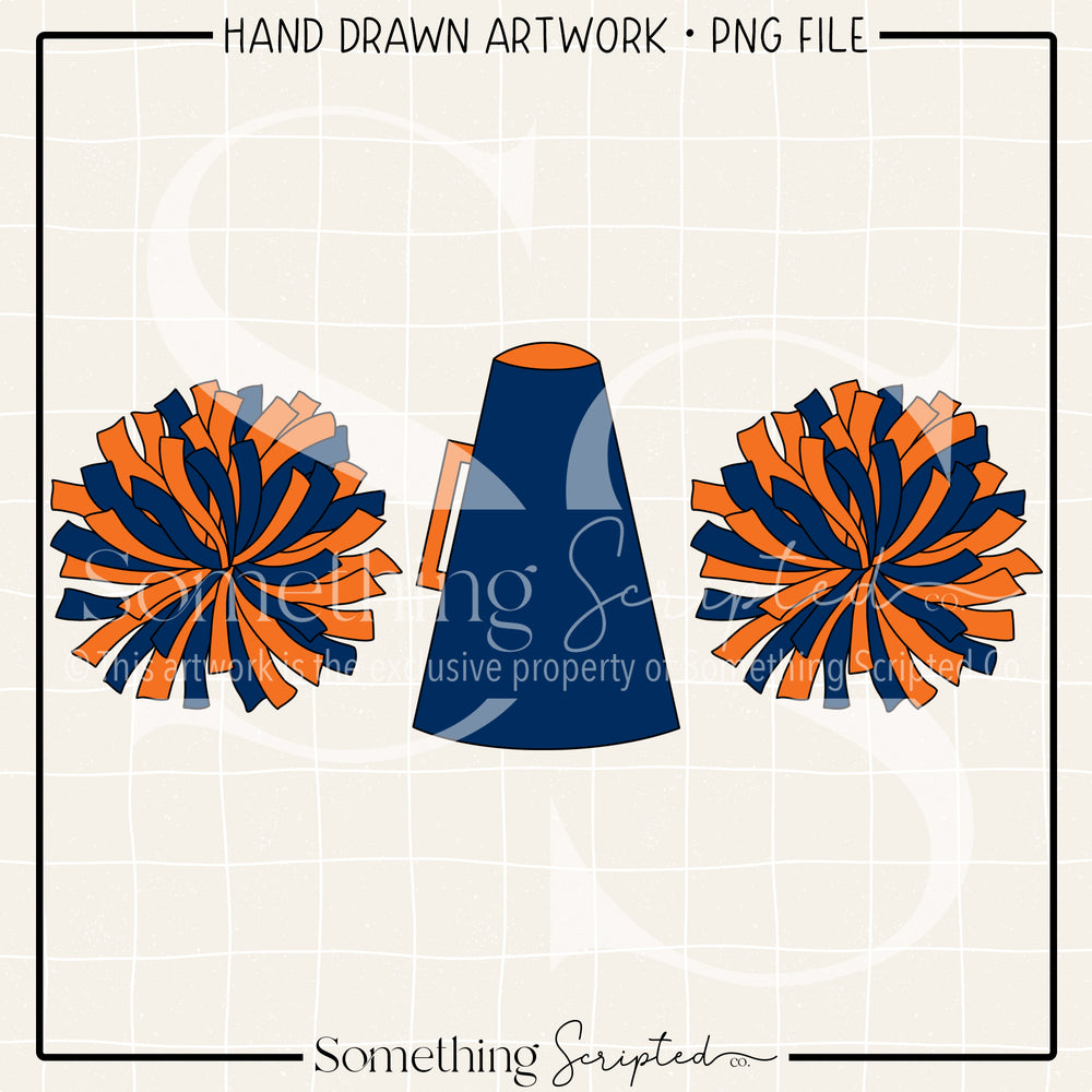 Cheer Trio Navy Orange PNG