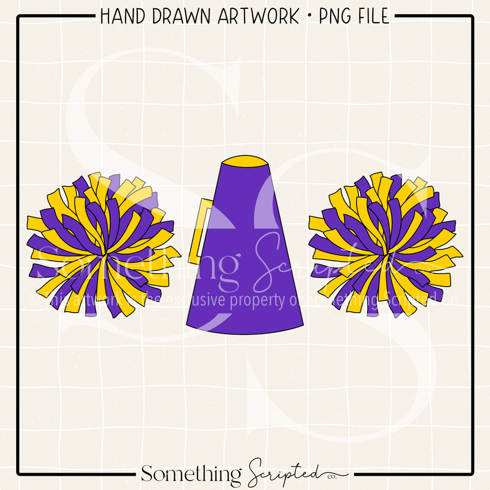 Cheer Trio Purple Yellow PNG