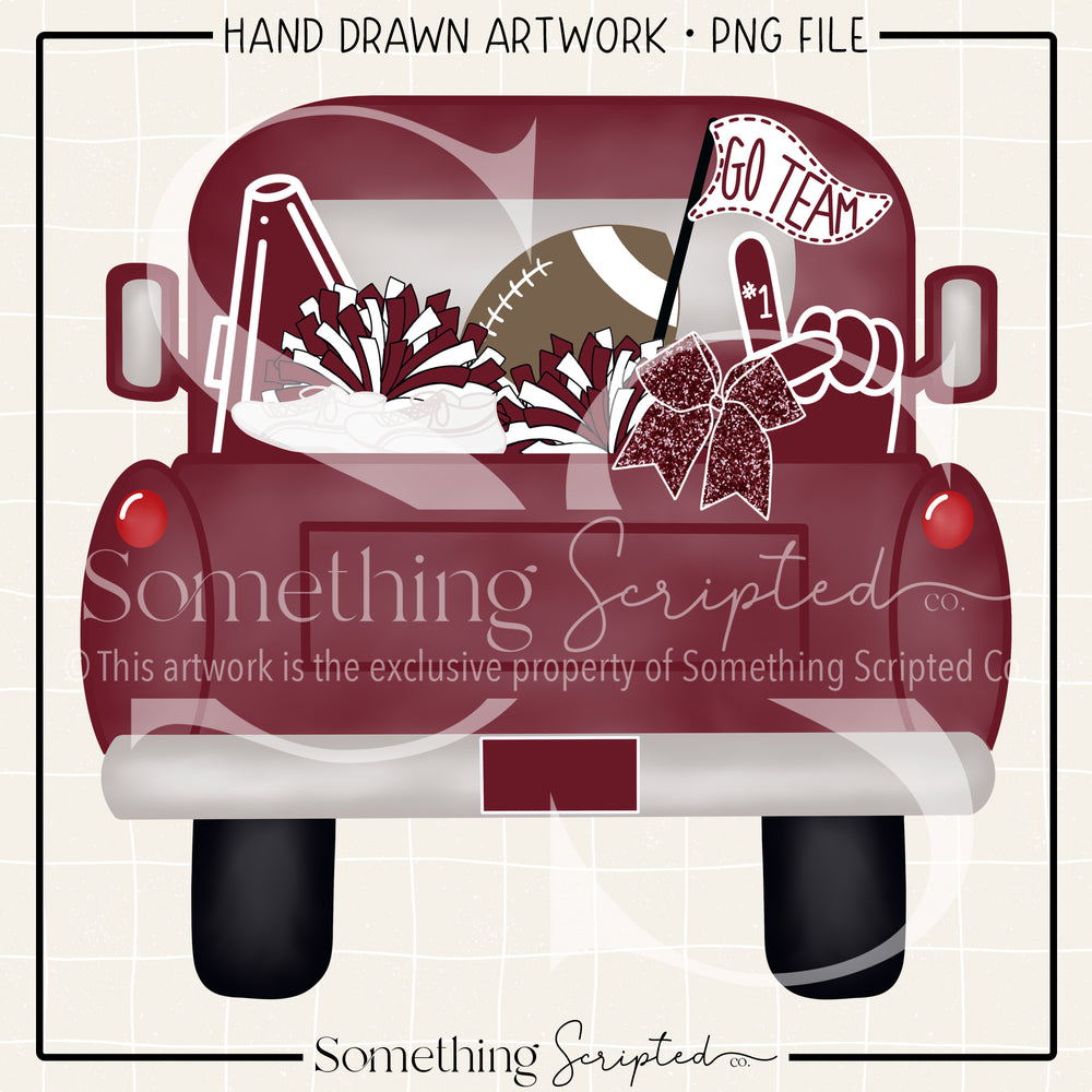 Cheer Truck Maroon White PNG