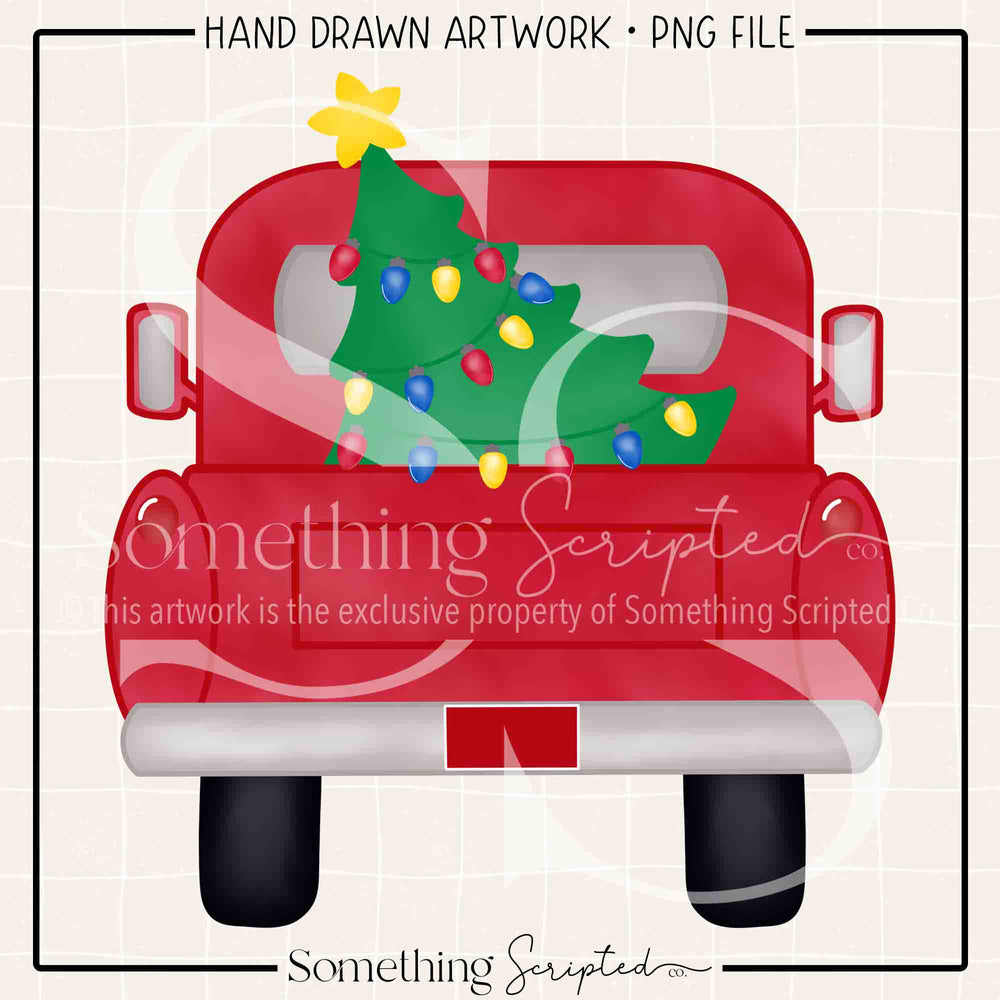 Christmas Tree Lights Pickup Truck PNG