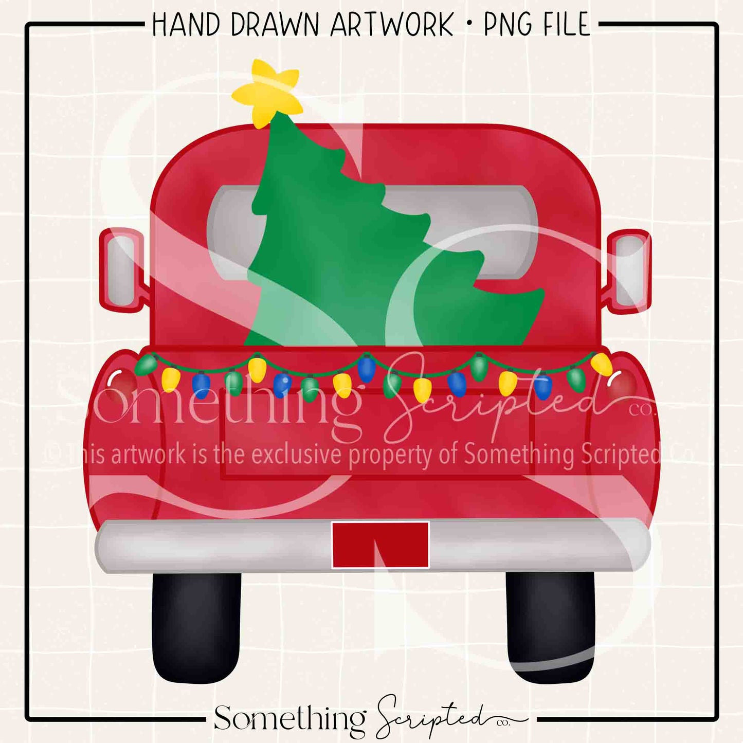 Christmas Tree Decorated Pickup Truck PNG