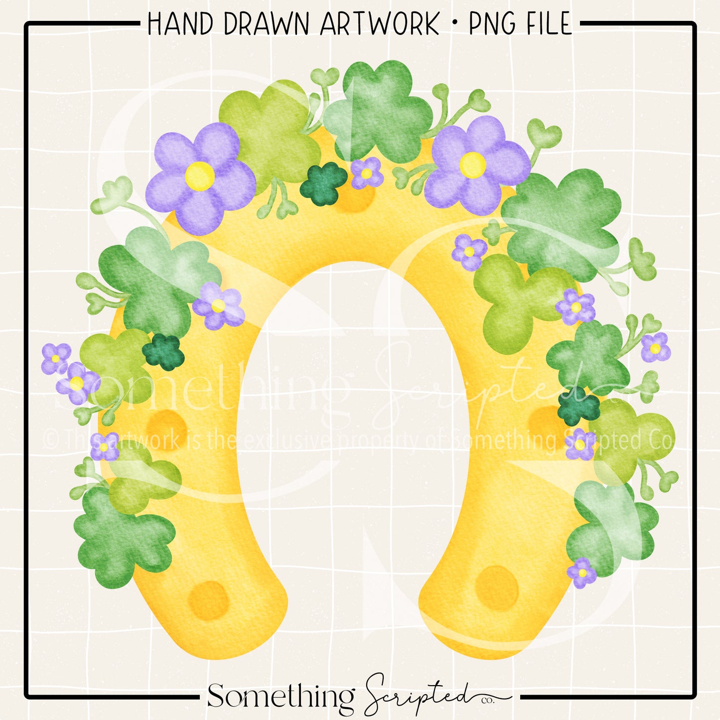 Clover Lilac Floral Horseshoe PNG