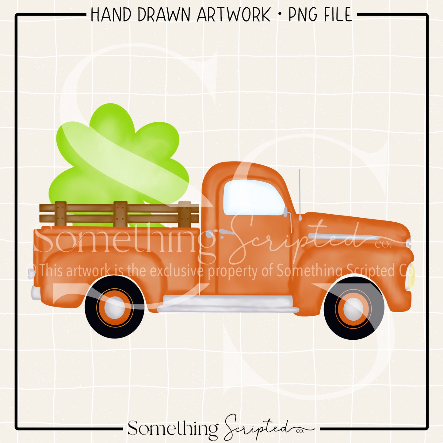 Shamrock Orange Vintage Truck PNG