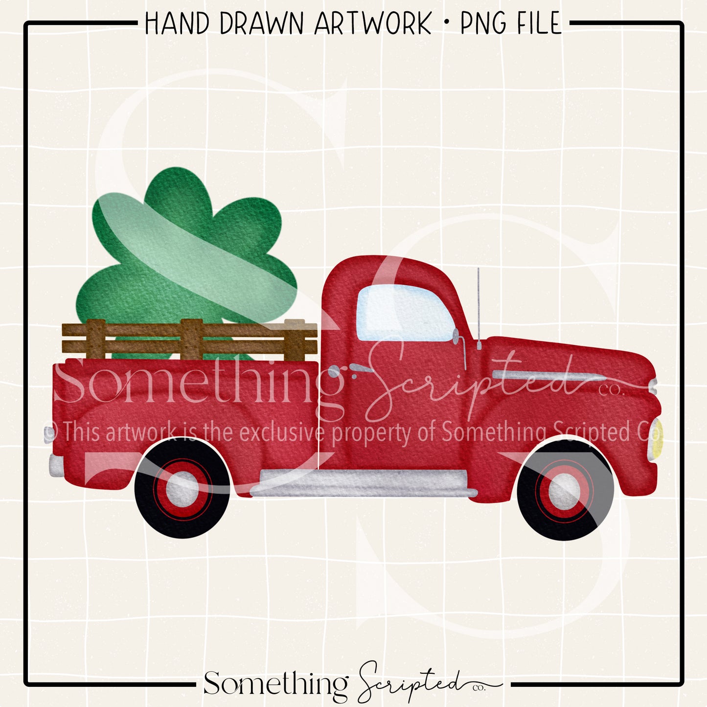 Clover Vintage Red Truck PNG