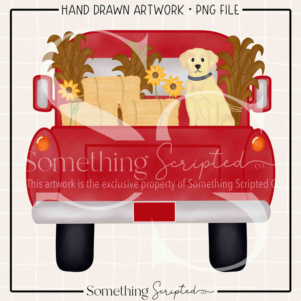 
                      
                        Corn Stalks Sunflowers Hay Dog Pickup Truck PNG
                      
                    