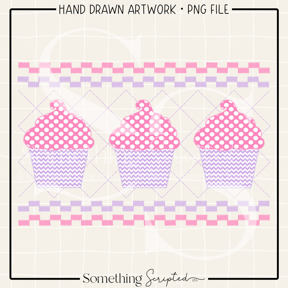 Cupcake Faux Smock Pink PNG