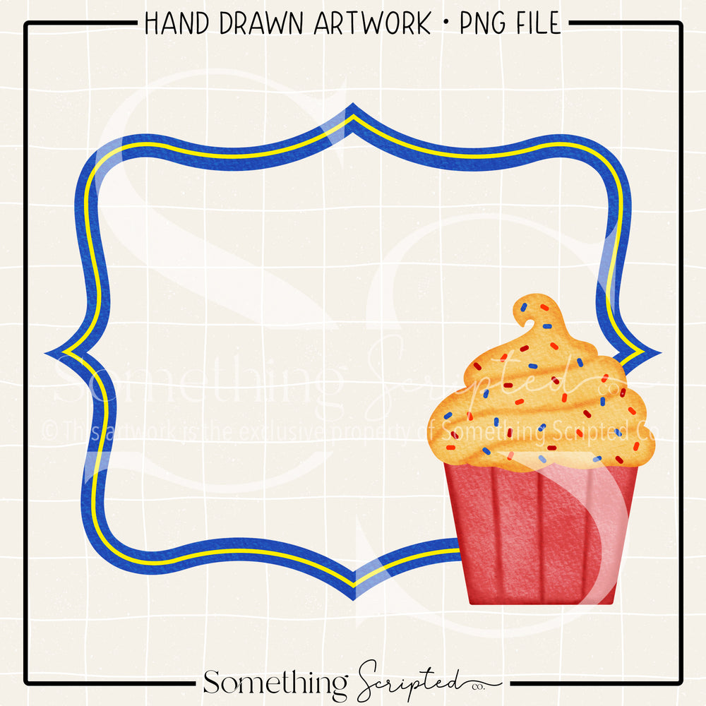 Cupcake Frame Blue PNG