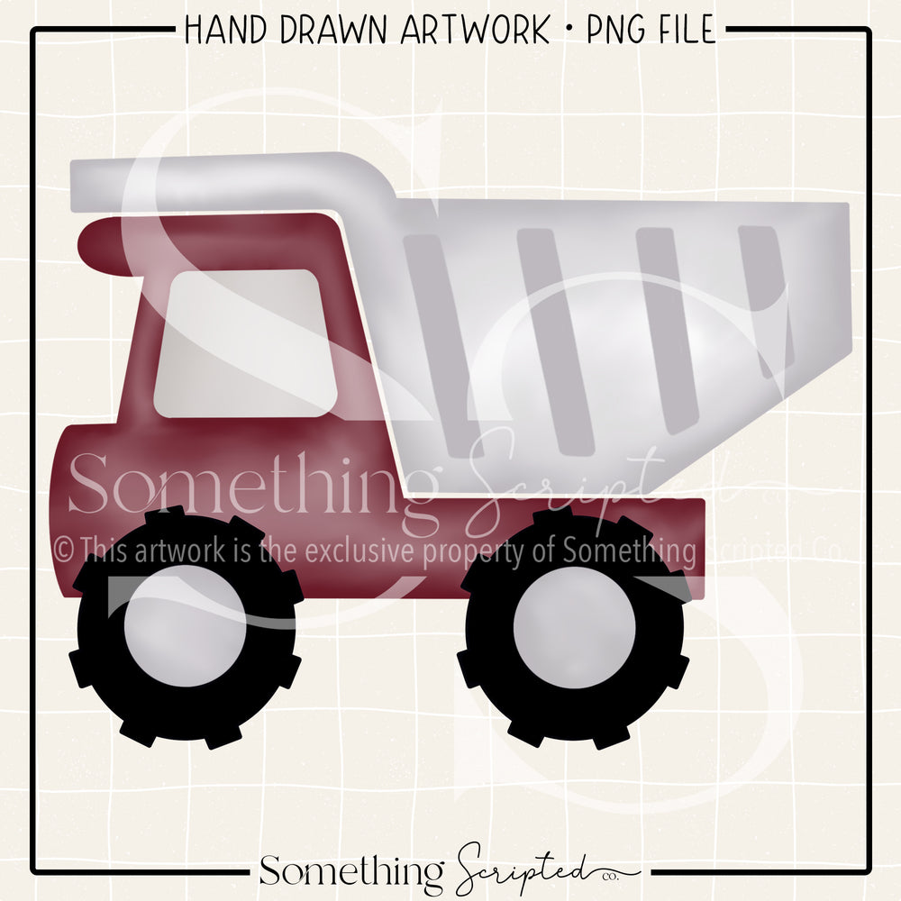 Maroon Dump Truck PNG